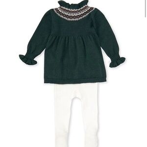 Edgehill Collection Smocked Fairisle Mock Neck Long Sleeve Holiday Dress Set